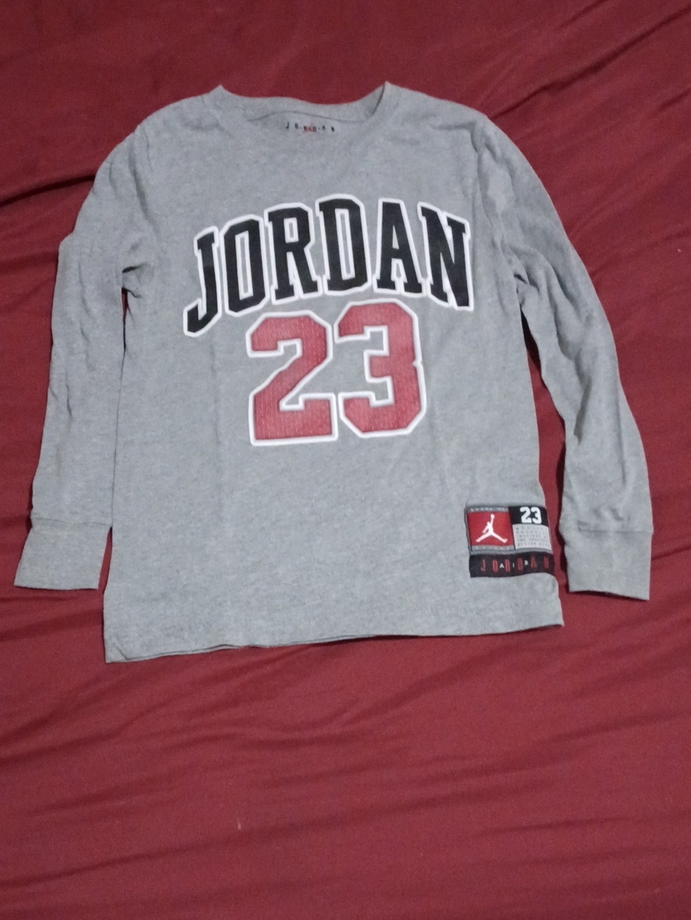 Jordan Gray Long-Sleeve 23 Graphic Tee Shirt Size Small 8